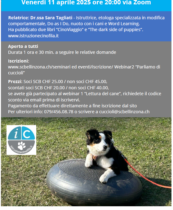 Parliamo di cuccioli – Webinar 2 (11.04.2025)